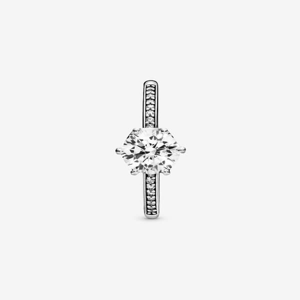 Pandora - Kirkas Kimalteleva Kruunu Solitaire -sormus - Sterlinghopea Circumference: 58mm