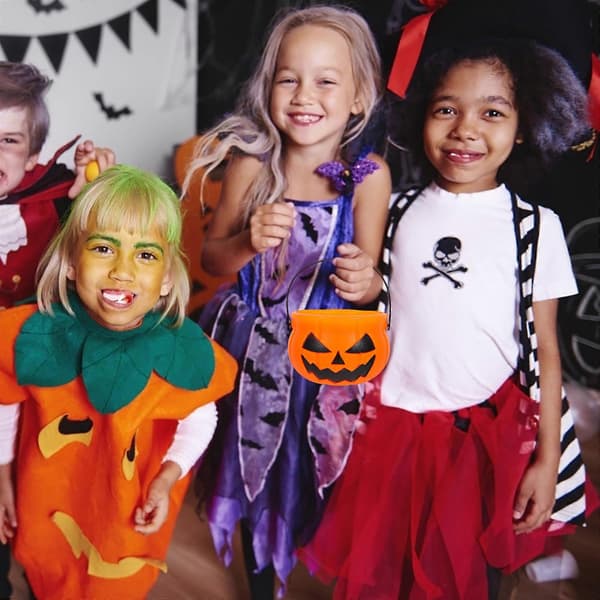 Halloween-godteribøtte til dekorasjon, 5 stk. oransje gresskar-godteribøtter