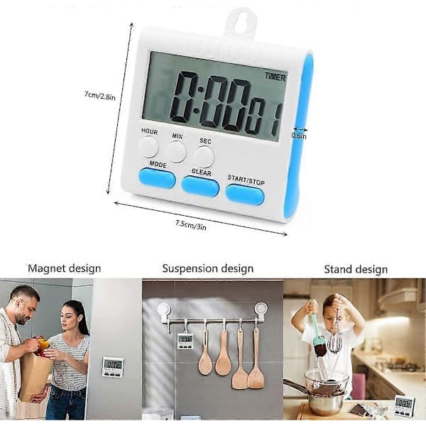 24-timmars Kökstimer, 4 st Digital Magnetisk Timer med Alarm, 4-färgs Ugnstimer med Ställ för Matlagning Dusch