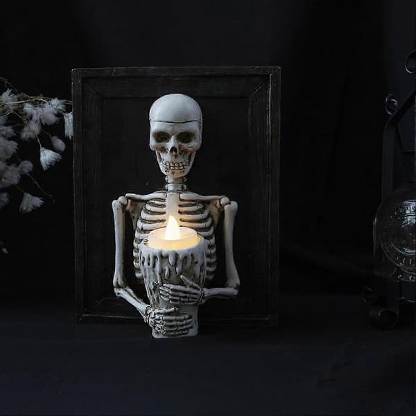 Fotoramme skjelett lysestake Halloween lysestake dekorasjon flott innflyttingsgave til venner
