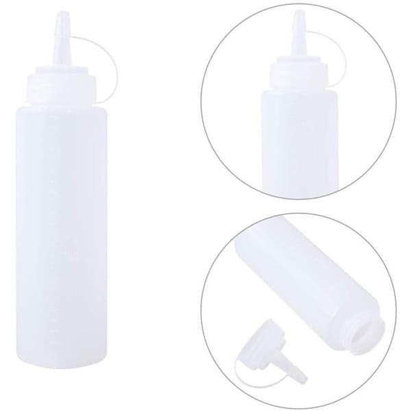 (6-pack) 250 ml Plastflaskor med Trycklock - Perfekta Mätflaskor och Såsdispensrar för Ketchup, Majonnäs, BBQ-sås - Transparenta Flaskor för