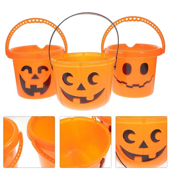 Halloween-godishinkar pumpahink för förvaring 3 st orange plast