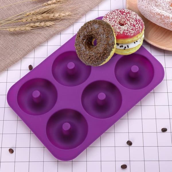Sæt med 2 silikoneforme med 6 huller til donuts, kager