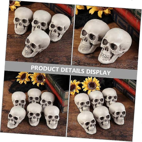 Simuleret kranie-dekoration - 8 stk. mini plastik Halloween-sæt