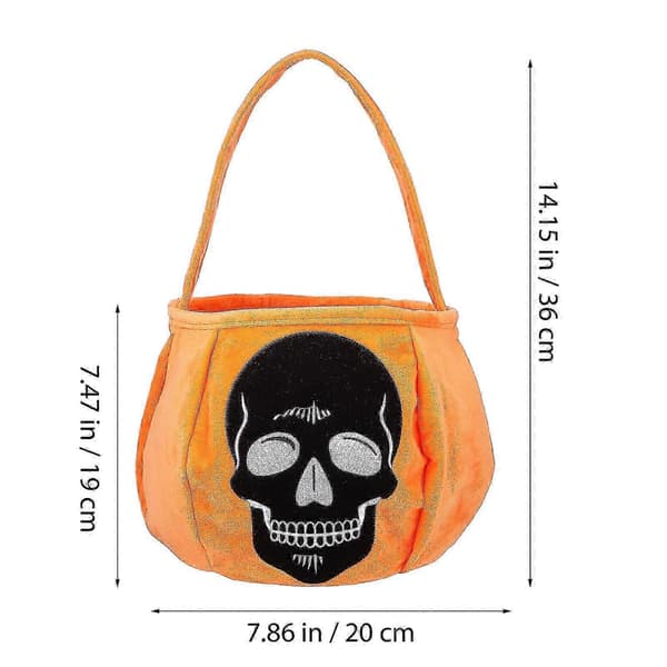 Halloween-godiskorg formad som pumpa, orange tyg, för barn, rymmer godis, 1-pack