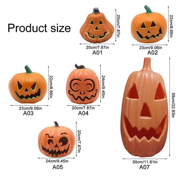 Skummelt gresskarlys til Halloween, brukervennlig gresskarlys-dekorasjon til Halloween for festlige kveldsfeiringer 9 inch model A