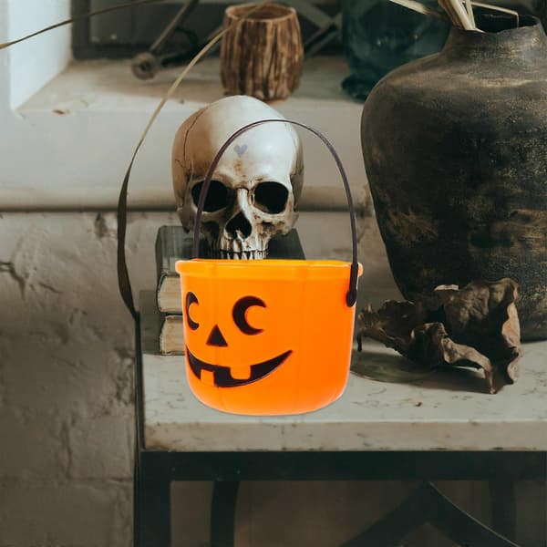 Orange Halloween græskarsspande til opbevaring, 4 stk. bærbare slikbeholdere til børn