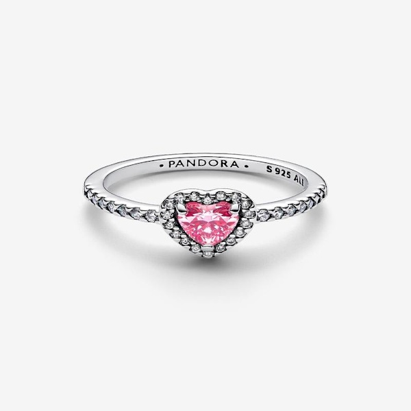 Pandora - Elevated Pink Heart Ring - Sterlingsølv Circumference: 50mm