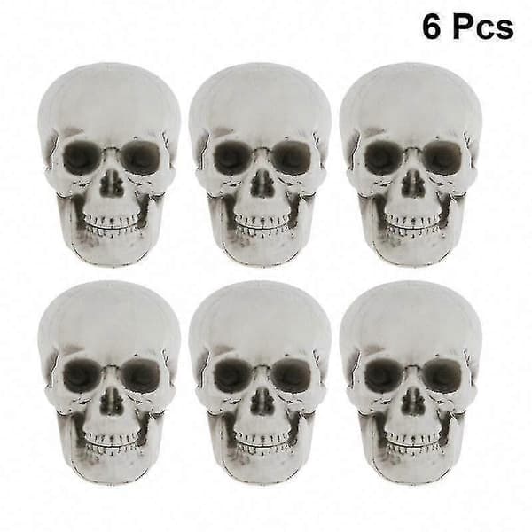 6 stk. Halloween-hodeskalledekorasjoner for skummel festpynt