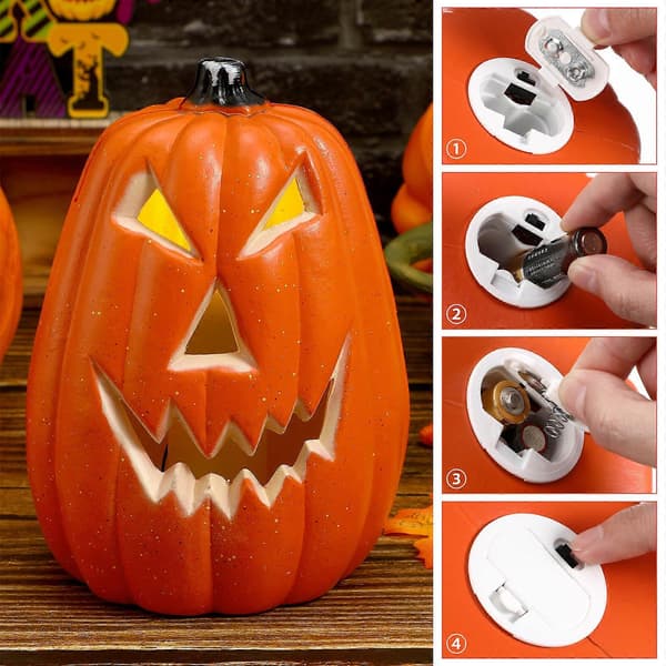 Halloween gresskarlampe LED lysende gresskarlykt Jack-o'-lantern figur for Halloween-festdekorasjon