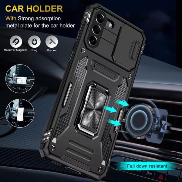 Samsung S24 - Cover CamShield / Kamerabeskyttelse Støtteben Sort Galaxy S24