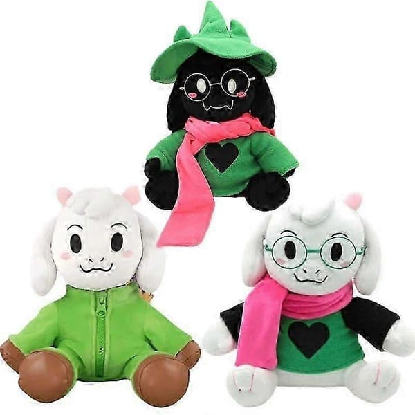 Deltarune Ralsei pehmolelu ilman hattua, vihreä turkki, lasit, huivi, muotipehmolelu C
