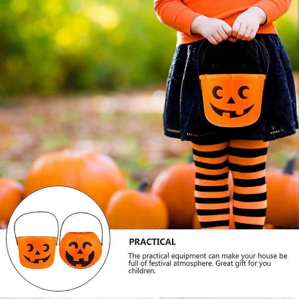 Halloween gresskarbøtte for godteri, 4 stk. bærbare plastbeholdere