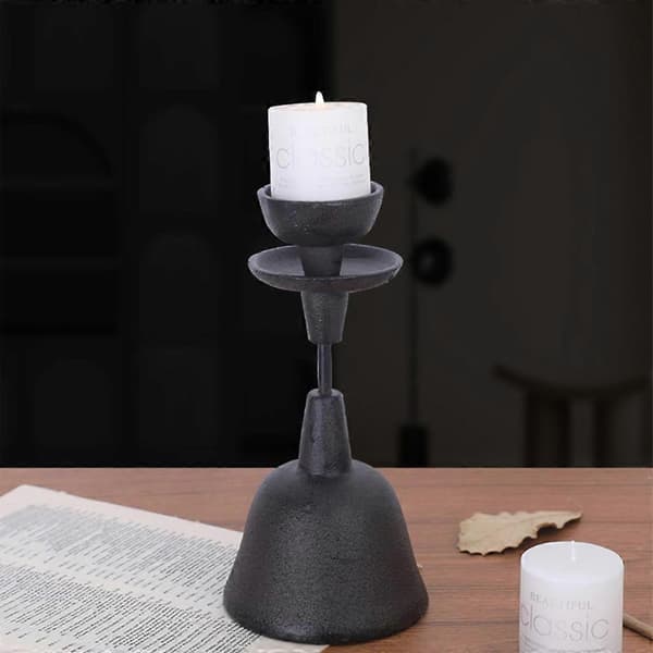 Romantiske lysestaker i sort, dekorativ lysestake for bryllup og fest Low profile