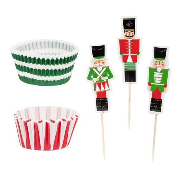Julepynt-sæt - Talking Tables - Cupcake-forme - 24 dele - Nøddeknækkertema - Festlig