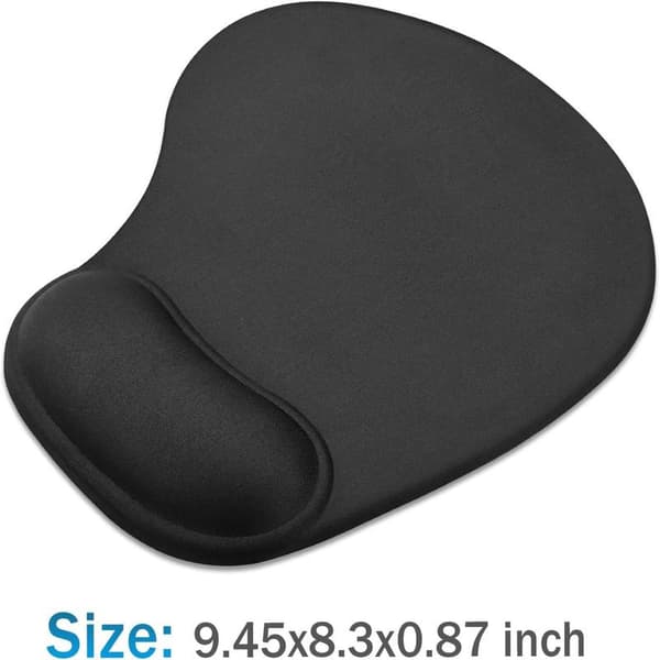 Gel Musemåtte med håndledsstøtte 10,00 × 9,25 × 1,3 tommer (Sort, 1 stk)