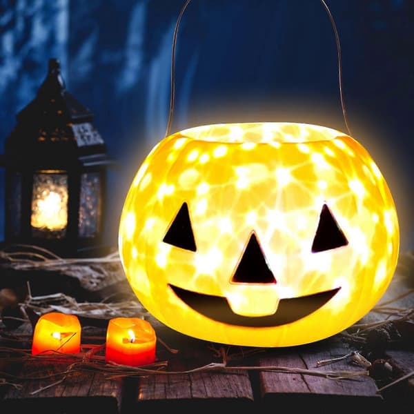 Halloween gresskarlykt innendørs dekorasjon opplyst gresskar godterioppbevaring Orange