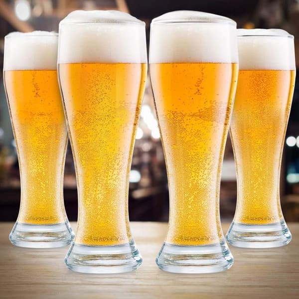 4-delars set med nukleära Pilsner-ölglas, etsade ölglas och 47 cl hantverksölglas.