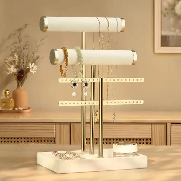 T-formet smykkeholder ringoppbevaring kommode displaystativ