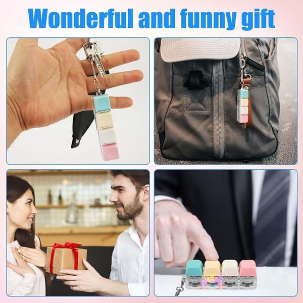 Fidget Keyboard Keychain with LED Light Keyboard Fidget Clicker Funny Button Fidget Toy Compatible with Relaxation Decoration F\u00e4rg A