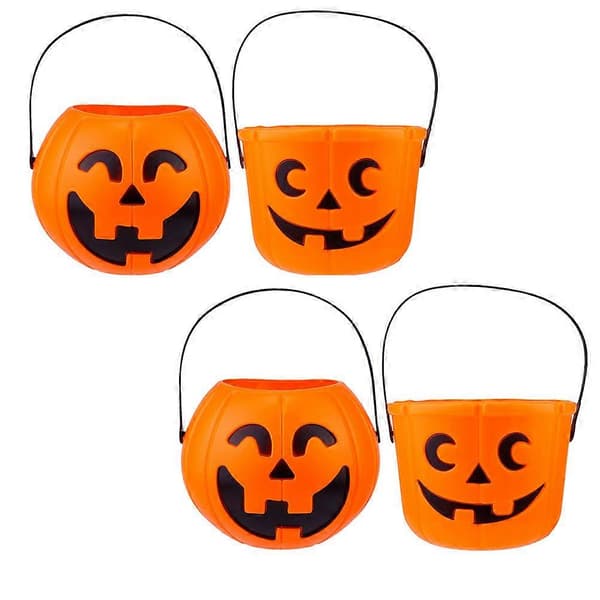 Halloween græskarspand til slik 4 stk. bærbare plastbeholdere