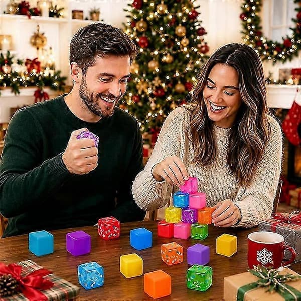Julkalender 2026, 24-pack Squishy Cube Klämleksak Blind Box Set, Stresslindrande Fidget Leksaker, Rolig Julfestpresent för Barn 2