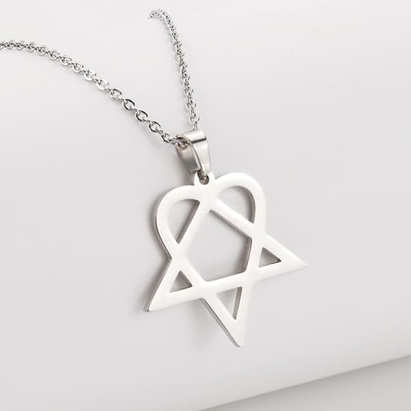 Klassisk Simpel Heartagram Stjerne Hjerte Rustfrit Stål Vedhæng Halskæde Smykker Silver 1 Pcs