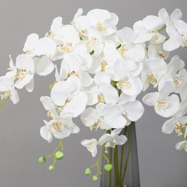 4 stk kunstige Phalaenopsis orkidé hvite blomster 70 cm med kunstig