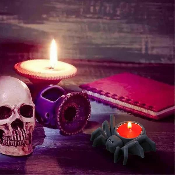 4 stk. edderkopp-lysestake silikonform, Halloween edderkopp-lysestake betong sement gipsform