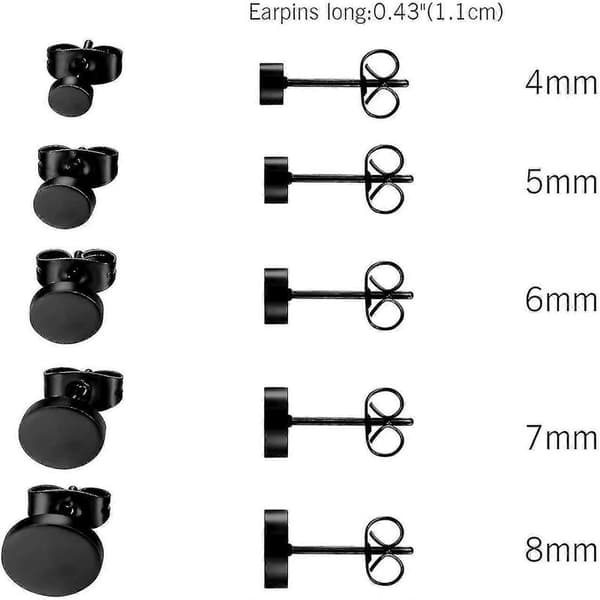 Håndlavede Øreringe Runde Is-mat | Perfekt Gave H A Black(5pairs)