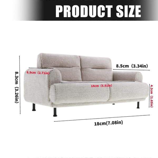 Miniatyr stue sofa modell detaljert dukke møbler 1/10 skala modell for samler grå Gray