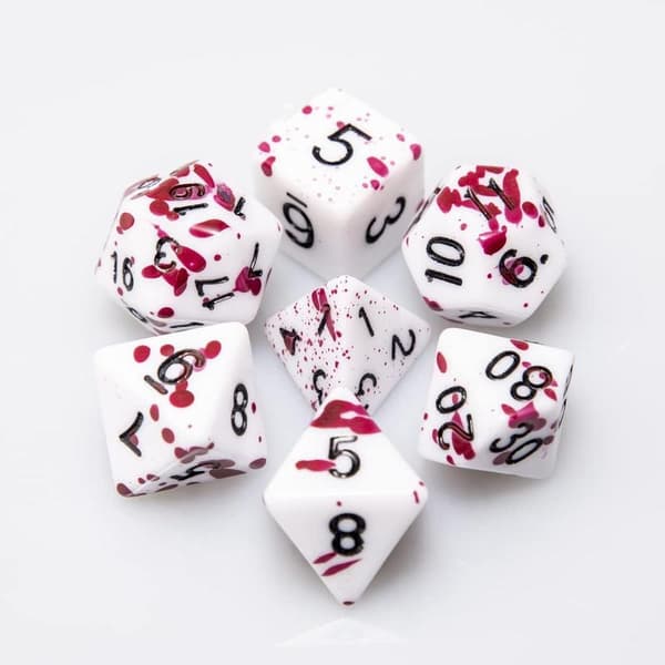 FLASHOWL DND Uregelmessig Spray Terning Sett Blå Prikk Polyhedral Rollespill Terning Sett D20 Terning Dungeons and Dragons