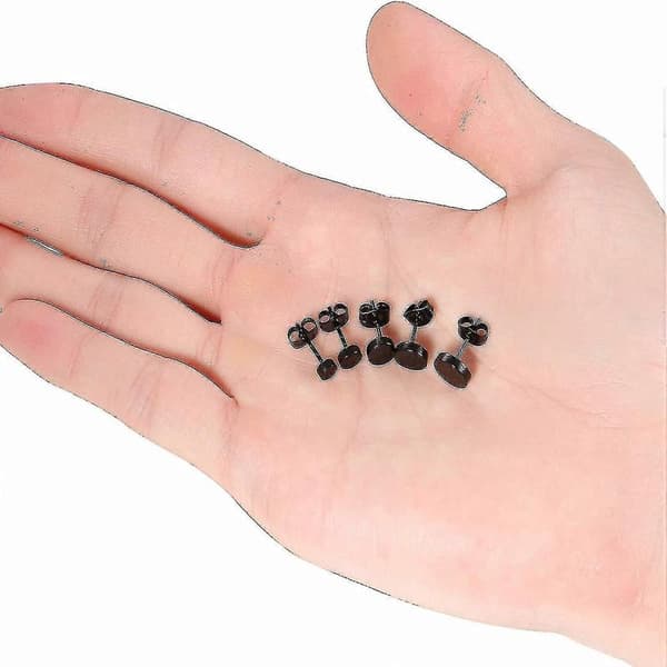 Håndlavede Øreringe Runde Is-mat | Perfekt Gave H A Black(5pairs)