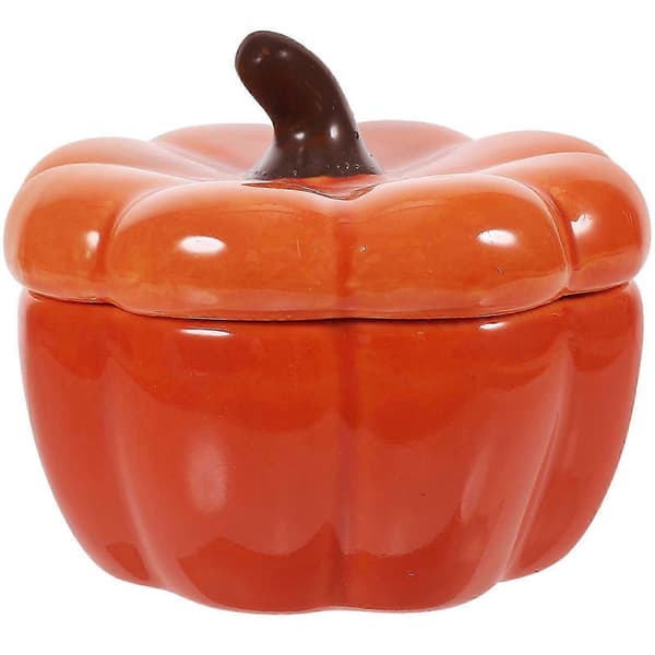 Halloween-dekorasjon 1 stk oransje gresskarformet lysestake i keramikk