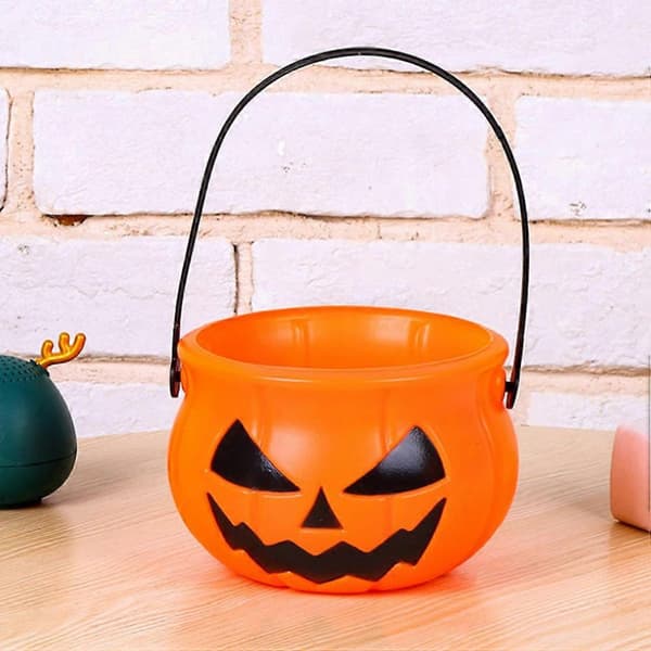 Halloween slikspand græskarspand til dekoration 5-stk. sæt