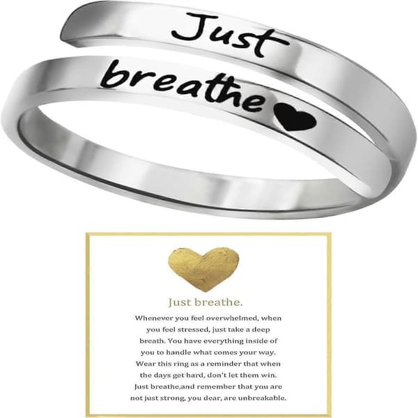 Andas Bara Ring til Kvinder, Justerbar Hjertering, Rustfrit Stål Spiral Wrap Healing Ringe, Inspirerende & Hjerteligt Gave