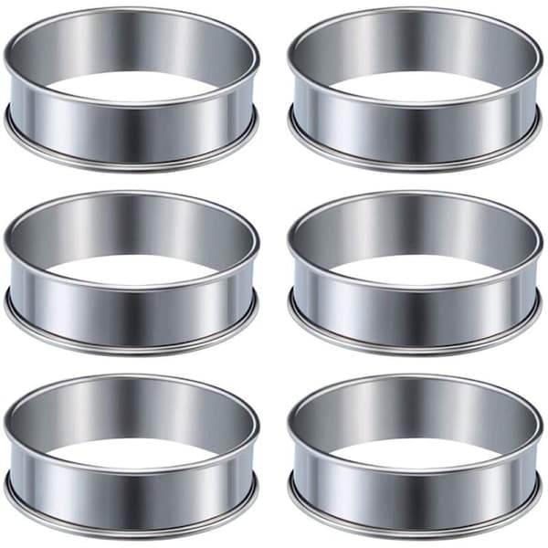 6 stk. Muffinringe Dobbeltvalsede Ringe Rustfrit Stål Muffinringe Metal Rund Ringform