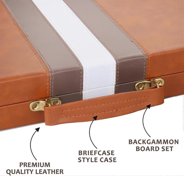 Backgammon sæt - Klassisk brætspil med premium PU-læderetui og bærbart