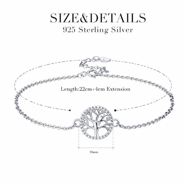Livets träd Damfotlänk 925 Sterlingsilver