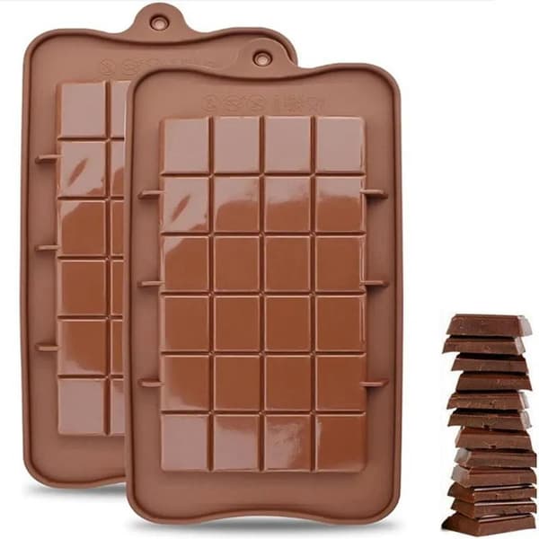 2 styk silikoneforme til chokolade, chokoladeform i silikone, 48 chokoladestykker, brudbar form, chokoladebar, chokoladekage
