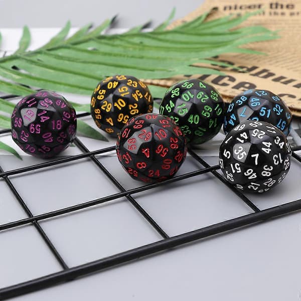 6 stk. 60-sidede D60 polyhedrale terninger til casino RPG MTG festbrætspil Multicolor