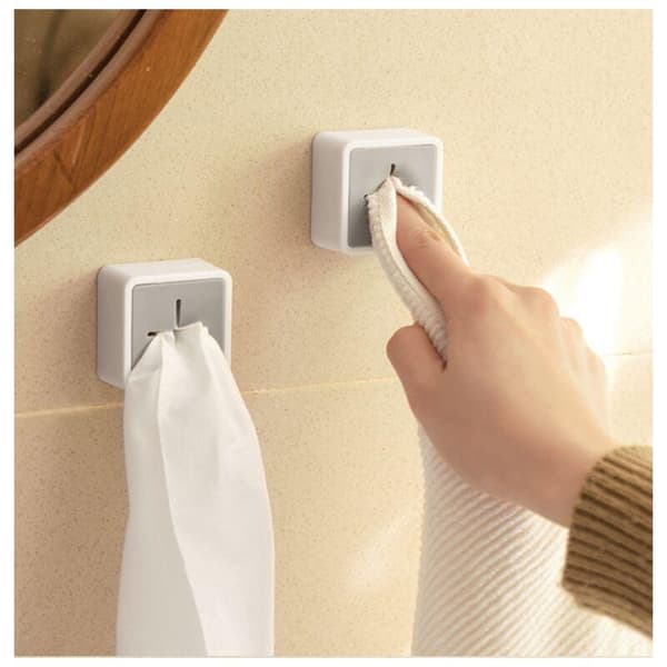 2 stk selvklebende badehåndkleklemmer (grå) Selvklebende holder