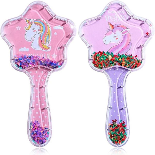 2-pack hårborstset för flickor (rosa, lila), barnhårborste A