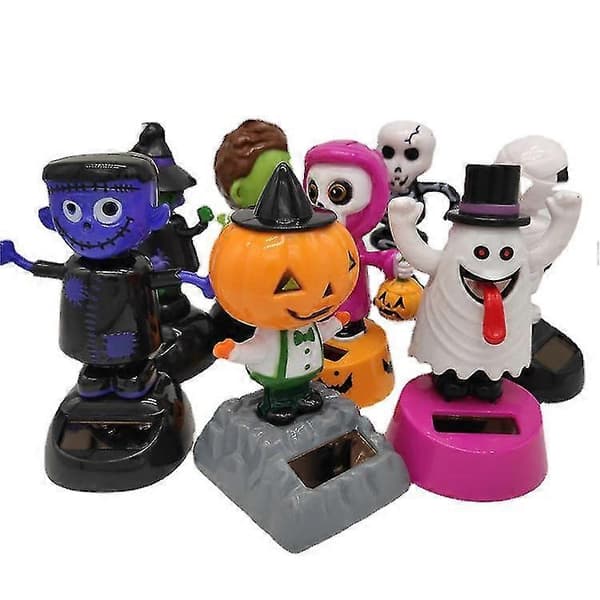 Bildekorasjon Halloween Ristende Hode Dukke Skjelett Solcelledrevet Bobble Danser