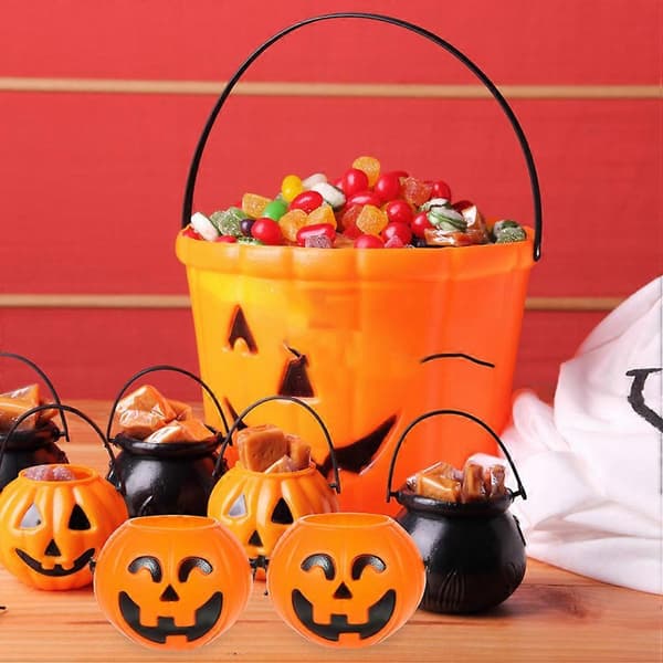 Halloween græskarspand mini slikspande til børn 10 stk. sæt