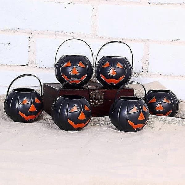 Mini skjelettheks-gryter til godteri – Halloween-pynt og leketøy for barn til knask eller knep 6pcs style E