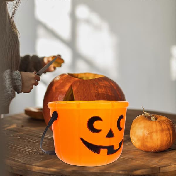 Orange pumpahinkar för förvaring 4 st Halloween-godishållare
