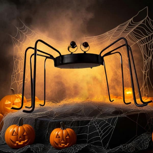 Halloween telysholdere i metall, edderkoppdesign for skummel borddekor