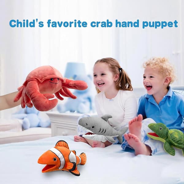 Handdocka krabbdocka, 33 cm krabbsimulering plyschdocka fylld krabbleksak, krabbhanddocka med rörlig mun docka rollspel undervisning