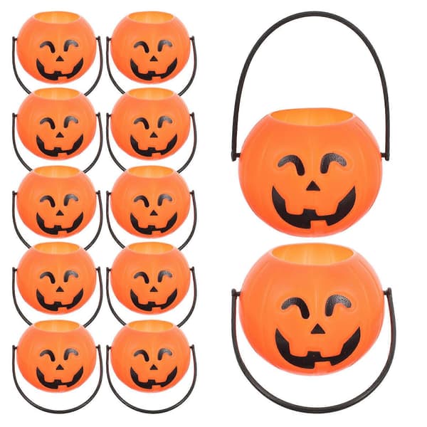 12 stk. Græskar slikspand Halloween-pynt Græskarspand Børneslikspand (Tilfældig stil)